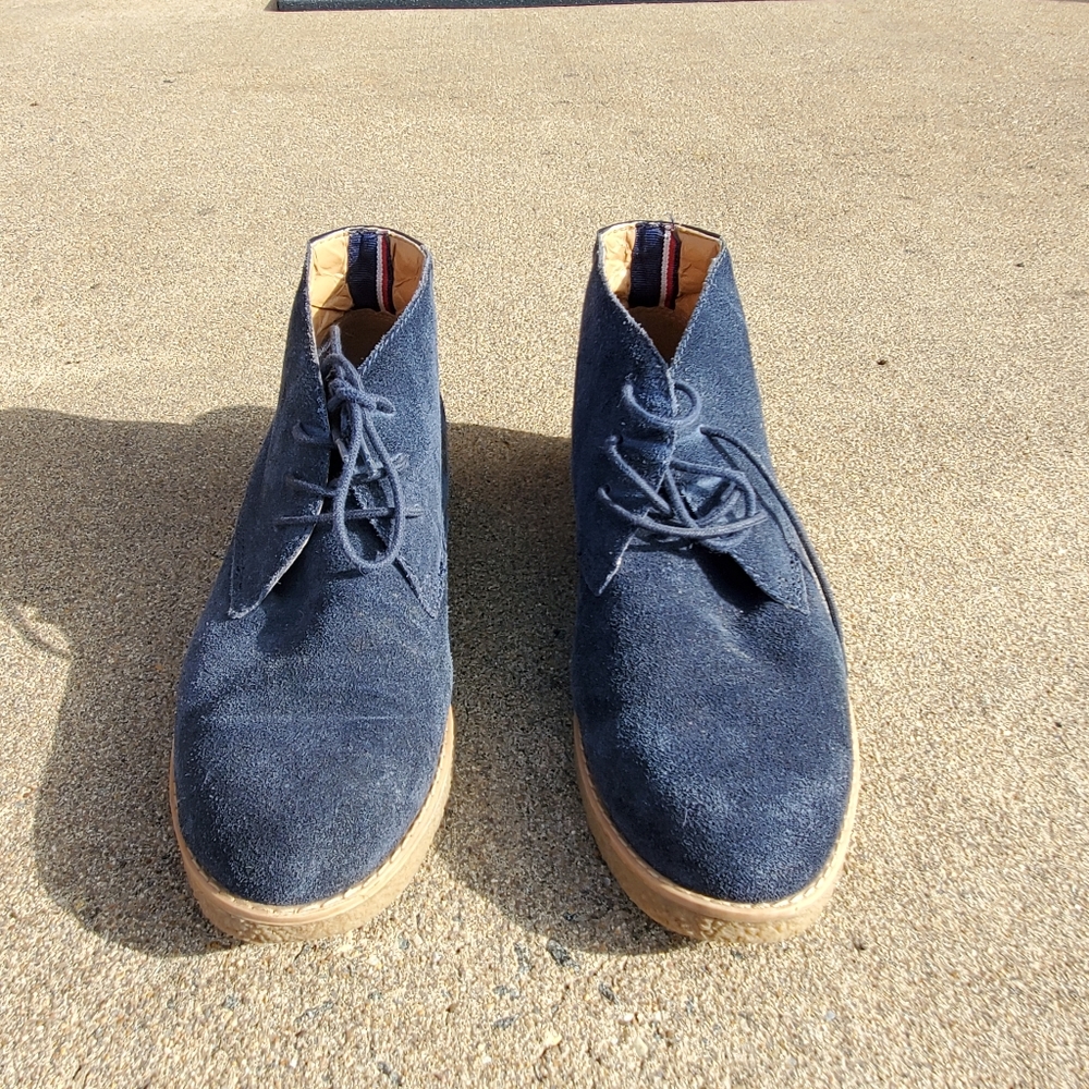 Tommy Hilfiger Blue Suade Booties, Size 9.5